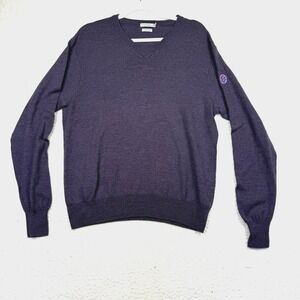 Peter Millar Sweater Mens Medium Purple V Neck 100% Italian Merino Wool Knit